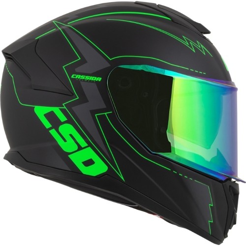 Motorcycle Helmet Cassida Integral GT 2.1 Flash Matte Black/Fluo Green/Dark Gray