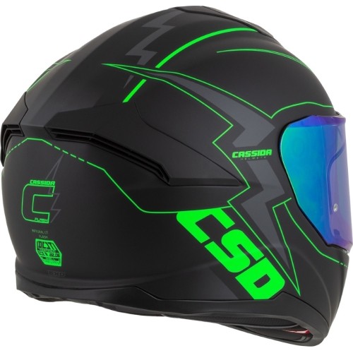 Motorcycle Helmet Cassida Integral GT 2.1 Flash Matte Black/Fluo Green/Dark Gray