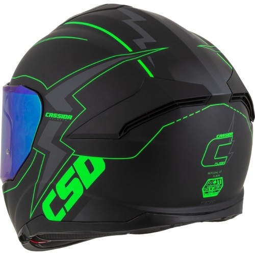 Motorcycle Helmet Cassida Integral GT 2.1 Flash Matte Black/Fluo Green/Dark Gray