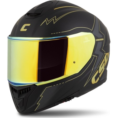 Motorcycle Helmet Cassida Integral GT 2.1 Flash Matte Black/Metallic Gold/Dark Gray