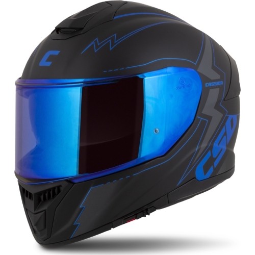 Motorcycle Helmet Cassida Integral GT 2.1 Flash Matte Black/Metallic Blue/Dark Gray