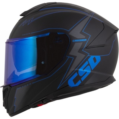 Motorcycle Helmet Cassida Integral GT 2.1 Flash Matte Black/Metallic Blue/Dark Gray