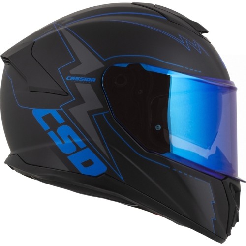 Motorcycle Helmet Cassida Integral GT 2.1 Flash Matte Black/Metallic Blue/Dark Gray
