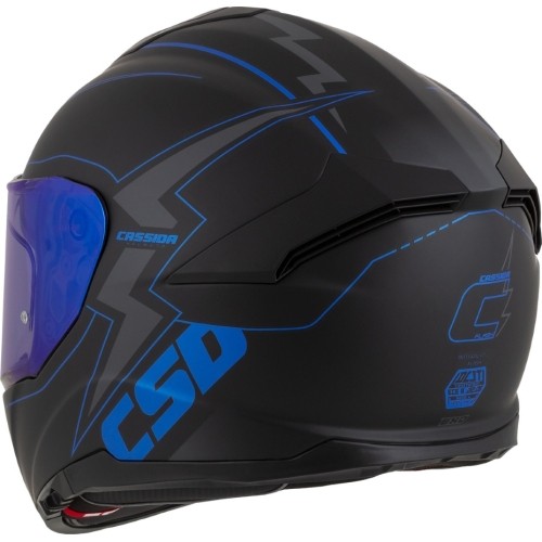 Motorcycle Helmet Cassida Integral GT 2.1 Flash Matte Black/Metallic Blue/Dark Gray