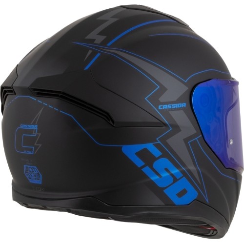 Motorcycle Helmet Cassida Integral GT 2.1 Flash Matte Black/Metallic Blue/Dark Gray