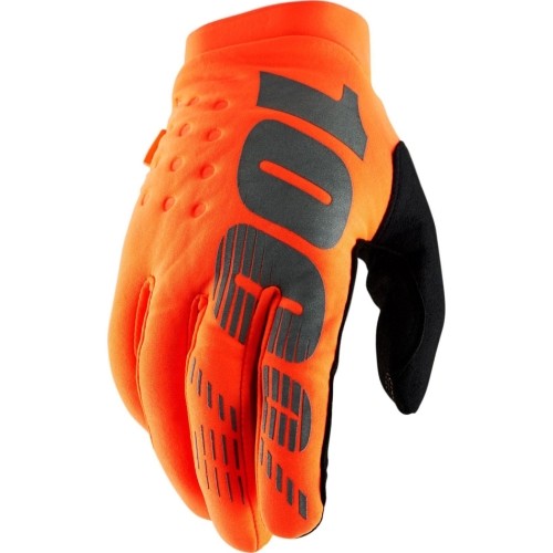 Men’s Cycling/Motocross Gloves 100% Brisker Fluo Orange/Black
