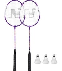 NRZ2053 ALUMINIUM / ZESTAW DO BADMINTONA 2 RAKIETY + 3 LOTKI + POKROWIEC NILS