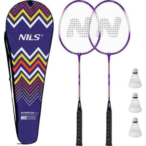 NRZ2053 ALUMINIUM / ZESTAW DO BADMINTONA 2 RAKIETY + 3 LOTKI + POKROWIEC NILS
