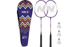 NRZ2053 ALUMINIUM / ZESTAW DO BADMINTONA 2 RAKIETY + 3 LOTKI + POKROWIEC NILS