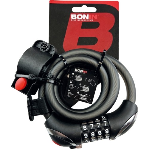 Zamek BONIN // zamek kablowy, szyfrowy, z uchwytem, 12 x 1000 mm