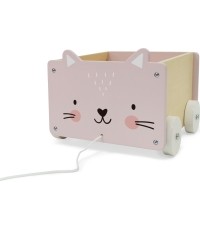 Drewniany wózek na sznurku pojemnik klocki zabawki Eco Toys