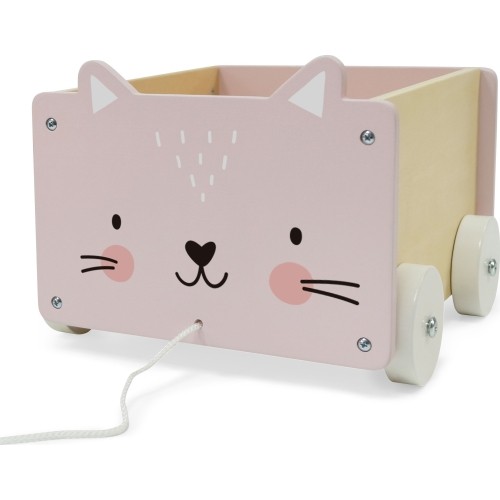 Drewniany wózek na sznurku pojemnik klocki zabawki Eco Toys
