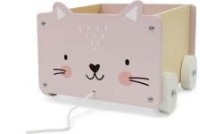 Drewniany wózek na sznurku pojemnik klocki zabawki Eco Toys