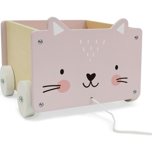 Drewniany wózek na sznurku pojemnik klocki zabawki Eco Toys