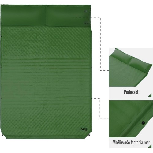 NC4060 GREEN DOUBLE SELF-INFLATING MAT WITH PILLOW NILS CAMP
