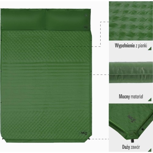 NC4060 GREEN DOUBLE SELF-INFLATING MAT WITH PILLOW NILS CAMP