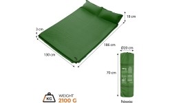 NC4060 GREEN DOUBLE SELF-INFLATING MAT WITH PILLOW NILS CAMP