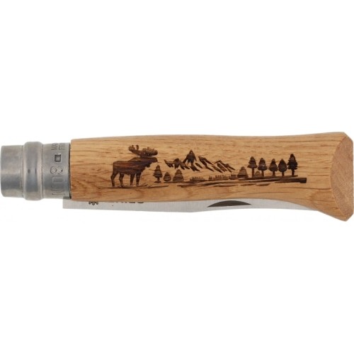 Opinel knife 8 inox oak Animal series - moose