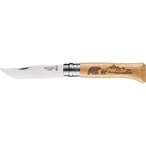 Nóż Opinel 8 Inox dąb seria Animal – niedźwiedź