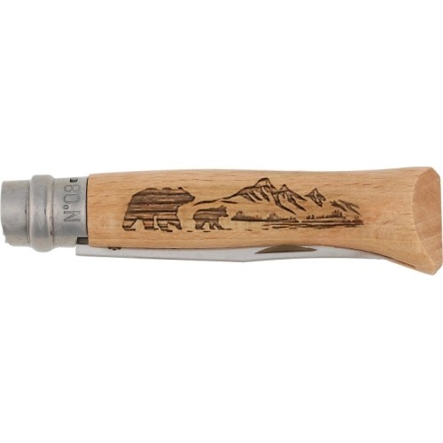 Opinel knife 8 inox oak Animal series - bear