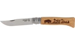 Opinel knife 8 inox oak Animal series - buffalo