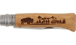 Opinel knife 8 inox oak Animal series - buffalo