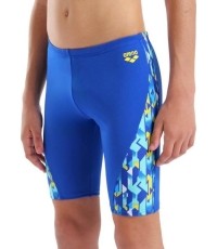 B Arena Print Swim Jammer Neon Blue-Yellow Multi 10-11 - 850