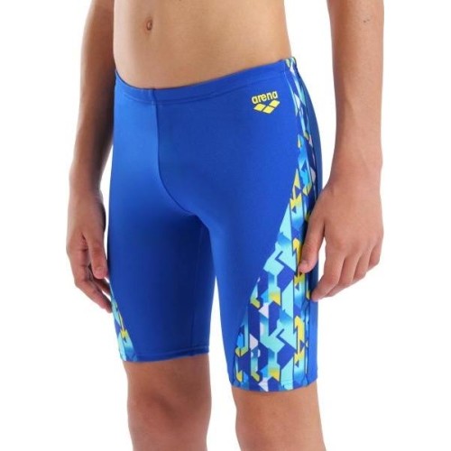 B Arena Print Swim Jammer Neon Blue-Yellow Multi 10-11 - 850