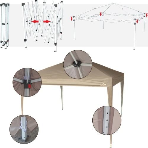 Párty stan nůžkový 3x3 m s bočnicemi PALACE béžový WATERPROOF