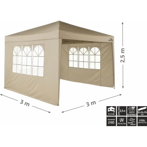 Párty stan nůžkový 3x3 m s bočnicemi PALACE béžový WATERPROOF