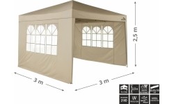 Párty stan nůžkový 3x3 m s bočnicemi PALACE béžový WATERPROOF
