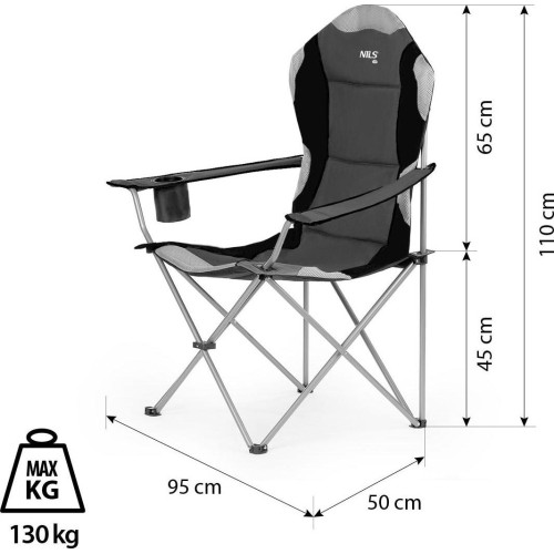 NC3080 CIEMNOSZARE KRZESŁO KEMPINGOWE NILS CAMP