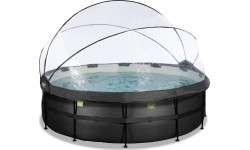 EXIT Black Leather basen ø450x122cm z pompą z filtrem piaskowym i kopułą oraz pompą ciepła - czarny