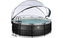 EXIT Black Leather basen ø450x122cm z pompą z filtrem piaskowym i kopułą oraz pompą ciepła - czarny