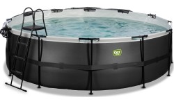 EXIT Black Leather basen ø450x122cm z pompą z filtrem piaskowym i kopułą oraz pompą ciepła - czarny