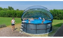 EXIT Black Leather basen ø450x122cm z pompą z filtrem piaskowym i kopułą oraz pompą ciepła - czarny