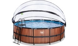 Basen EXIT Wood ø450 x 122 cm z zadaszeniem i pompą z filtrem piaskowym