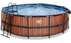 Basen EXIT Wood ø450 x 122 cm z zadaszeniem i pompą z filtrem piaskowym