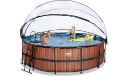 Basen EXIT Wood ø450 x 122 cm z zadaszeniem i pompą z filtrem piaskowym