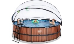 Basen EXIT Wood ø450 x 122 cm z zadaszeniem i pompą z filtrem piaskowym