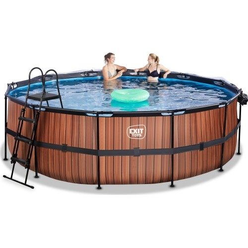 Basen EXIT Wood ø450 x 122 cm z zadaszeniem i pompą z filtrem piaskowym