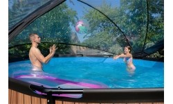 Basen EXIT Wood ø450 x 122 cm z zadaszeniem i pompą z filtrem piaskowym