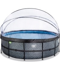 Basen EXIT Stone ø450 x 122 cm z zadaszeniem i pompą z filtrem piaskowym