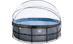 Basen EXIT Stone ø450 x 122 cm z zadaszeniem i pompą z filtrem piaskowym