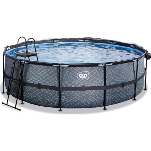 Basen EXIT Stone ø450 x 122 cm z zadaszeniem i pompą z filtrem piaskowym