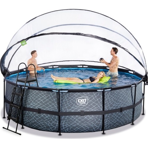 Basen EXIT Stone ø450 x 122 cm z zadaszeniem i pompą z filtrem piaskowym