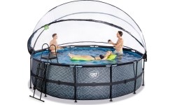 Basen EXIT Stone ø450 x 122 cm z zadaszeniem i pompą z filtrem piaskowym