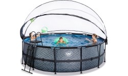 Basen EXIT Stone ø450 x 122 cm z zadaszeniem i pompą z filtrem piaskowym