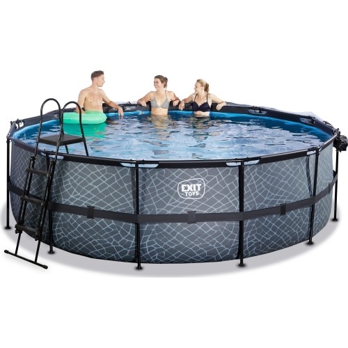 Basen EXIT Stone ø450 x 122 cm z zadaszeniem i pompą z filtrem piaskowym