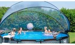 Basen EXIT Stone ø450 x 122 cm z zadaszeniem i pompą z filtrem piaskowym